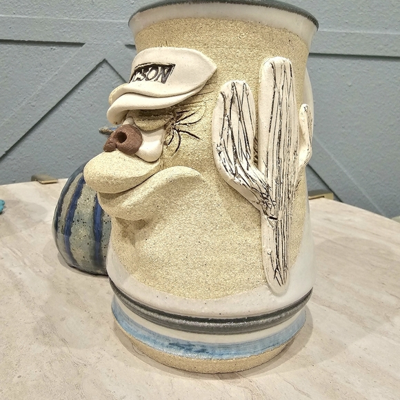 Stoneware Pottery Mug Mahon Folk Art Ugly Face Coffee Mug - Picture 5 of 7